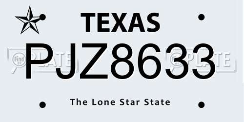 PJZ8633 Texas License Plate