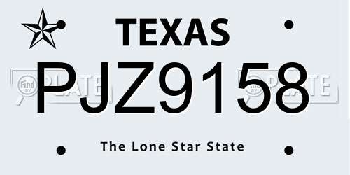 PJZ9158 Texas License Plate