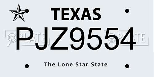PJZ9554 Texas License Plate