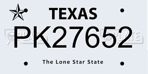 PK27652 Texas License Plate