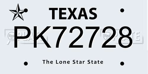 PK72728 Texas License Plate