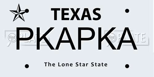 PKAPKA Texas License Plate