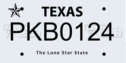 PKB0124 Texas License Plate