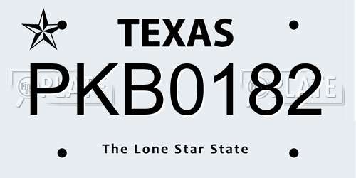 PKB0182 Texas License Plate
