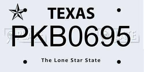 PKB0695 Texas License Plate