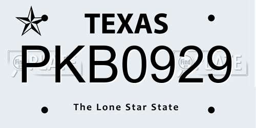 PKB0929 Texas License Plate