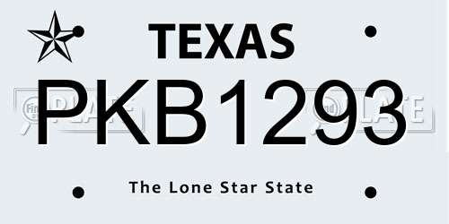PKB1293 Texas License Plate