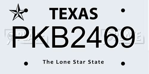 PKB2469 Texas License Plate