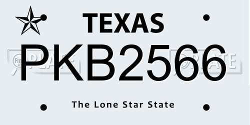 PKB2566 Texas License Plate