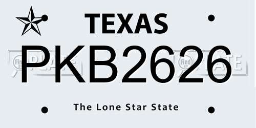 PKB2626 Texas License Plate