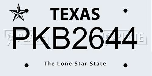 PKB2644 Texas License Plate