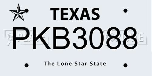PKB3088 Texas License Plate