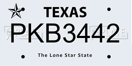 PKB3442 Texas License Plate