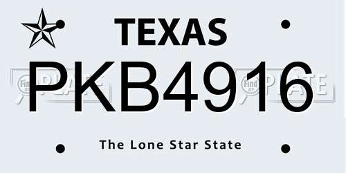 PKB4916 Texas License Plate