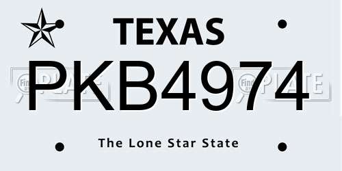 PKB4974 Texas License Plate