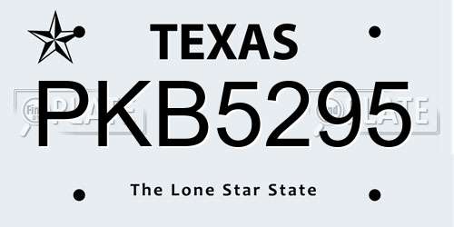PKB5295 Texas License Plate