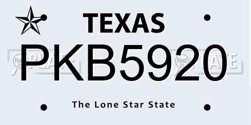 PKB5920 Texas License Plate