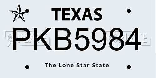 PKB5984 Texas License Plate