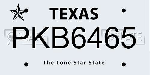 PKB6465 Texas License Plate