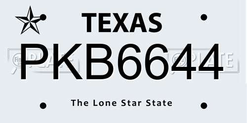 PKB6644 Texas License Plate