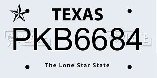 PKB6684 Texas License Plate