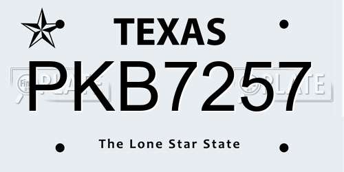 PKB7257 Texas License Plate