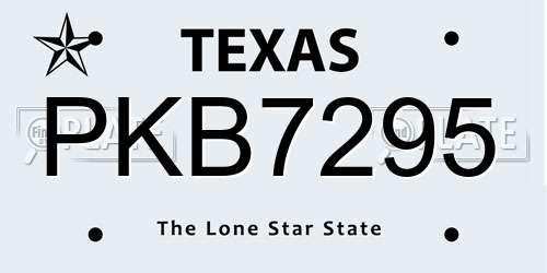 PKB7295 Texas License Plate