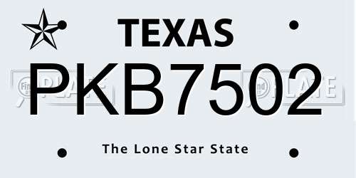 PKB7502 Texas License Plate