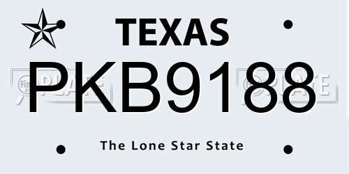 PKB9188 Texas License Plate