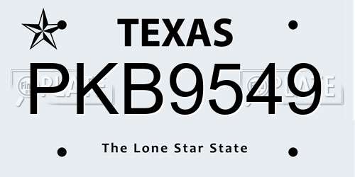 PKB9549 Texas License Plate