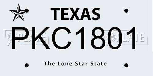 PKC1801 Texas License Plate