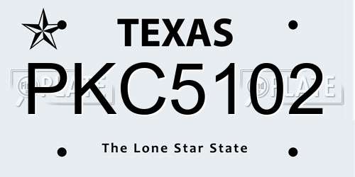 PKC5102 Texas License Plate