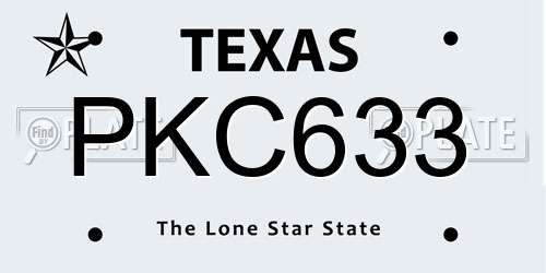 PKC633 Texas License Plate