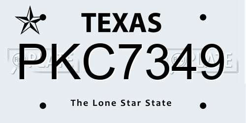 PKC7349 Texas License Plate
