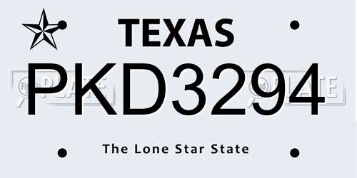 PKD3294 Texas License Plate