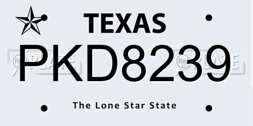 PKD8239 Texas License Plate