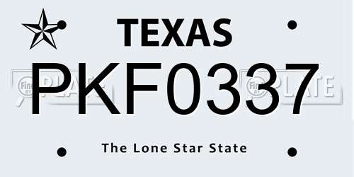 PKF0337 Texas License Plate