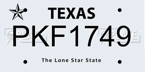 PKF1749 Texas License Plate