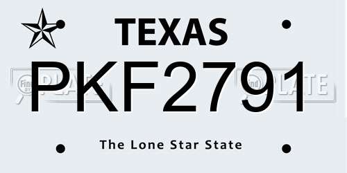 PKF2791 Texas License Plate