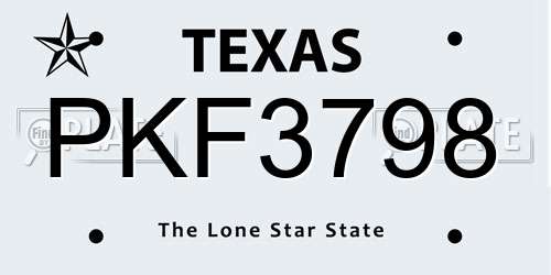 PKF3798 Texas License Plate