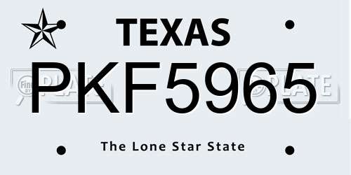 PKF5965 Texas License Plate