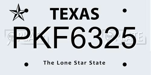 PKF6325 Texas License Plate