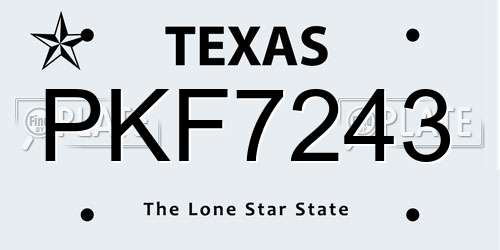 PKF7243 Texas License Plate