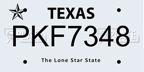 PKF7348 Texas License Plate
