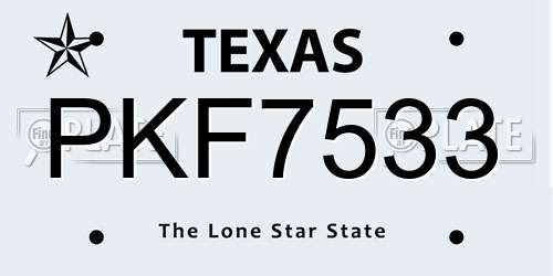 PKF7533 Texas License Plate