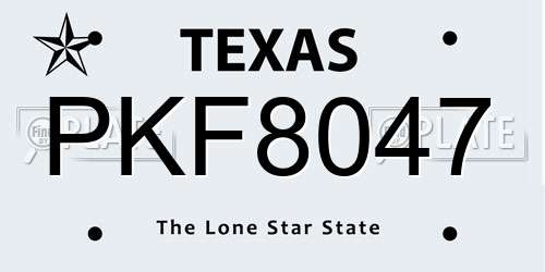 PKF8047 Texas License Plate