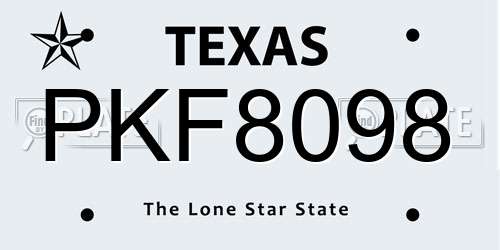 PKF8098 Texas License Plate