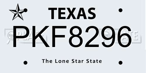PKF8296 Texas License Plate