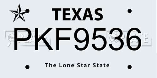 PKF9536 Texas License Plate