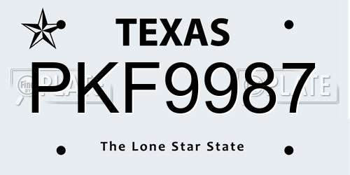 PKF9987 Texas License Plate